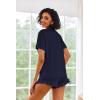 Ekouaer Pajamas Set for Women Short Sleeve Sleepwear Button Down Pjs Lounge Sets Soft Nightwear(Navy Blue)