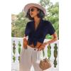 Ekouaer Pajamas Set for Women Short Sleeve Sleepwear Button Down Pjs Lounge Sets Soft Nightwear(Navy Blue)