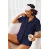 Ekouaer Pajamas Set for Women Short Sleeve Sleepwear Button Down Pjs Lounge Sets Soft Nightwear(Navy Blue)