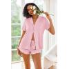 Ekouaer Pajamas Set for Women Short Sleeve Sleepwear Button Down Pjs Lounge Sets Soft Nightwear(Pink)