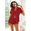 Ekouaer Pajamas Set for Women Short Sleeve Sleepwear Button Down Pjs Lounge Sets Soft Nightwear(Red)