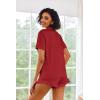 Ekouaer Pajamas Set for Women Short Sleeve Sleepwear Button Down Pjs Lounge Sets Soft Nightwear(Red)