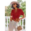 Ekouaer Pajamas Set for Women Short Sleeve Sleepwear Button Down Pjs Lounge Sets Soft Nightwear(Red)