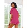 Ekouaer Pajamas Set for Women Short Sleeve Sleepwear Button Down Pjs Lounge Sets Soft Nightwear(Rose Red)