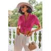 Ekouaer Pajamas Set for Women Short Sleeve Sleepwear Button Down Pjs Lounge Sets Soft Nightwear(Rose Red)