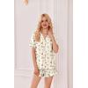 Ekouaer Pajamas Set for Women Short Sleeve Sleepwear Button Down Pjs Lounge Sets Soft Nightwear(Teddy Bear-khaki)