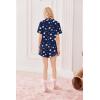 Ekouaer Pajamas Set for Women Short Sleeve Sleepwear Button Down Pjs Lounge Sets Soft Nightwear(Teddy Bear-navy Blue)