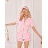 Ekouaer Pajamas Set for Women Short Sleeve Sleepwear Button Down Pjs Lounge Sets Soft Nightwear(Teddy Bear-pink)