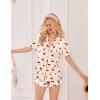 Ekouaer Pajamas Set for Women Short Sleeve Sleepwear Button Down Pjs Lounge Sets Soft Nightwear(Teddy Bear-red Cherry)