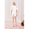 Ekouaer Pajamas Set for Women Short Sleeve Sleepwear Button Down Pjs Lounge Sets Soft Nightwear(Teddy Bear-white)