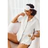 Ekouaer Pajamas Set for Women Short Sleeve Sleepwear Button Down Pjs Lounge Sets Soft Nightwear(White)