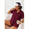 Ekouaer Pajamas Set for Women Short Sleeve Sleepwear Button Down Pjs Lounge Sets Soft Nightwear(Wine Red)