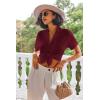 Ekouaer Pajamas Set for Women Short Sleeve Sleepwear Button Down Pjs Lounge Sets Soft Nightwear(Wine Red)