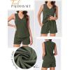 Ekouaer Pajamas for Women Set Cute Pjs Soft Sleepwear Summer Sleeveless Tops and Shorts Travel Lounge Sets with Pockets(Army Green)