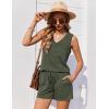 Ekouaer Pajamas for Women Set Cute Pjs Soft Sleepwear Summer Sleeveless Tops and Shorts Travel Lounge Sets with Pockets(Army Green)