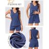 Ekouaer Pajamas for Women Set Cute Pjs Soft Sleepwear Summer Sleeveless Tops and Shorts Travel Lounge Sets with Pockets(Navy Blue)