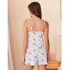Ekouaer Pajamas for Women Set Lingerie Pjs 2 Piece Cami Sleepwear Ribbed Knit Shorts Set(White Flowers)