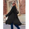 Ekouaer Robe for Women Ribbed Knit Bathrobe Soft Knee Length Kimono Robes Ladies Sleepwear with Pockets S-XXL(Black)