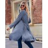 Ekouaer Robe for Women Ribbed Knit Bathrobe Soft Knee Length Kimono Robes Ladies Sleepwear with Pockets S-XXL(Blue)