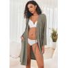 Ekouaer Robe for Women Ribbed Knit Bathrobe Soft Knee Length Kimono Robes Ladies Sleepwear with Pockets S-XXL(Brown)