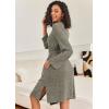 Ekouaer Robe for Women Ribbed Knit Bathrobe Soft Knee Length Kimono Robes Ladies Sleepwear with Pockets S-XXL(Brown)