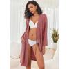 Ekouaer Robe for Women Ribbed Knit Bathrobe Soft Knee Length Kimono Robes Ladies Sleepwear with Pockets S-XXL(Dark Red)
