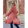 Ekouaer Robe for Women Ribbed Knit Bathrobe Soft Knee Length Kimono Robes Ladies Sleepwear with Pockets S-XXL(Dark Red)