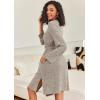 Ekouaer Robe for Women Ribbed Knit Bathrobe Soft Knee Length Kimono Robes Ladies Sleepwear with Pockets S-XXL(Khaki)