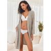 Ekouaer Robe for Women Ribbed Knit Bathrobe Soft Knee Length Kimono Robes Ladies Sleepwear with Pockets S-XXL(Khaki)