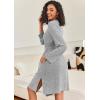 Ekouaer Robe for Women Ribbed Knit Bathrobe Soft Knee Length Kimono Robes Ladies Sleepwear with Pockets S-XXL(Light Grey)