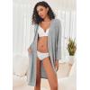 Ekouaer Robe for Women Ribbed Knit Bathrobe Soft Knee Length Kimono Robes Ladies Sleepwear with Pockets S-XXL(Light Grey)
