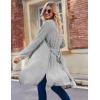 Ekouaer Robe for Women Ribbed Knit Bathrobe Soft Knee Length Kimono Robes Ladies Sleepwear with Pockets S-XXL(Light Grey)