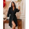Ekouaer Robes for Women Knee Length Bathrobe Lightweight Kimono Robe 3/4 Sleeve Loungewear Soft Sleepwear with Pockets S-XXL(Black)