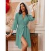 Ekouaer Robes for Women Knee Length Bathrobe Lightweight Kimono Robe 3/4 Sleeve Loungewear Soft Sleepwear with Pockets S-XXL(Celadon Green)