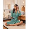 Ekouaer Robes for Women Knee Length Bathrobe Lightweight Kimono Robe 3/4 Sleeve Loungewear Soft Sleepwear with Pockets S-XXL(Celadon Green)