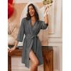 Ekouaer Robes for Women Knee Length Bathrobe Lightweight Kimono Robe 3/4 Sleeve Loungewear Soft Sleepwear with Pockets S-XXL(Dark Gray)