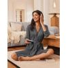 Ekouaer Robes for Women Knee Length Bathrobe Lightweight Kimono Robe 3/4 Sleeve Loungewear Soft Sleepwear with Pockets S-XXL(Dark Gray)