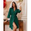 Ekouaer Robes for Women Knee Length Bathrobe Lightweight Kimono Robe 3/4 Sleeve Loungewear Soft Sleepwear with Pockets S-XXL(Dark Green)