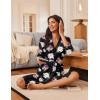 Ekouaer Robes for Women Knee Length Bathrobe Lightweight Kimono Robe 3/4 Sleeve Loungewear Soft Sleepwear with Pockets S-XXL(Floral Black)