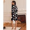 Ekouaer Robes for Women Knee Length Bathrobe Lightweight Kimono Robe 3/4 Sleeve Loungewear Soft Sleepwear with Pockets S-XXL(Floral Black)