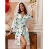 Ekouaer Robes for Women Knee Length Bathrobe Lightweight Kimono Robe 3/4 Sleeve Loungewear Soft Sleepwear with Pockets S-XXL(Floral Green)