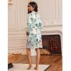 Ekouaer Robes for Women Knee Length Bathrobe Lightweight Kimono Robe 3/4 Sleeve Loungewear Soft Sleepwear with Pockets S-XXL(Floral Green)