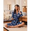 Ekouaer Robes for Women Knee Length Bathrobe Lightweight Kimono Robe 3/4 Sleeve Loungewear Soft Sleepwear with Pockets S-XXL(Floral Navy)