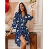 Ekouaer Robes for Women Knee Length Bathrobe Lightweight Kimono Robe 3/4 Sleeve Loungewear Soft Sleepwear with Pockets S-XXL(Floral Navy)