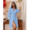 Ekouaer Robes for Women Knee Length Bathrobe Lightweight Kimono Robe 3/4 Sleeve Loungewear Soft Sleepwear with Pockets S-XXL(Light Blue)