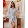 Ekouaer Robes for Women Knee Length Bathrobe Lightweight Kimono Robe 3/4 Sleeve Loungewear Soft Sleepwear with Pockets S-XXL(Light Gray)