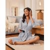 Ekouaer Robes for Women Knee Length Bathrobe Lightweight Kimono Robe 3/4 Sleeve Loungewear Soft Sleepwear with Pockets S-XXL(Light Gray)