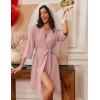 Ekouaer Robes for Women Knee Length Bathrobe Lightweight Kimono Robe 3/4 Sleeve Loungewear Soft Sleepwear with Pockets S-XXL(Misty Rose)