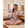 Ekouaer Robes for Women Knee Length Bathrobe Lightweight Kimono Robe 3/4 Sleeve Loungewear Soft Sleepwear with Pockets S-XXL(Misty Rose)