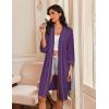 Ekouaer Robes for Women Knee Length Bathrobe Lightweight Kimono Robe 3/4 Sleeve Loungewear Soft Sleepwear with Pockets S-XXL(Purple)